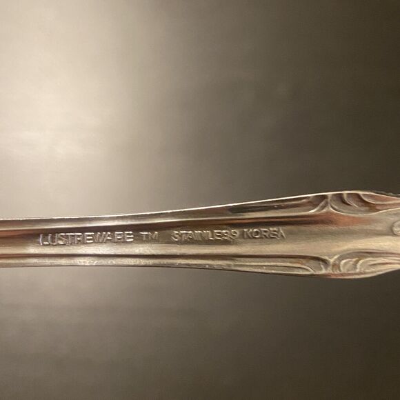 VTG LUSTREWARE Korea Stainless ROSE 7pc Flatware Fork Spoon Knife & Serving Fork - Picture 16 of 16